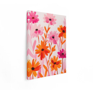 Artaza Canvas Schilderij Levendige Bloemen in Felle Kleuren - Geschilderd in een Abstracte Stijl - 30x40 cm - Klein - Wanddecoratie Woonkamer - Schilderijen - Muurdecoratie
