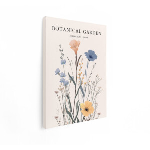 Artaza Canvas Schilderij Botanische Tuin Collectie Nr. 88: Fijne Bloemillustratie met Pastelkleuren - 60x80 cm - Wanddecoratie Woonkamer - Schilderijen - Muurdecoratie