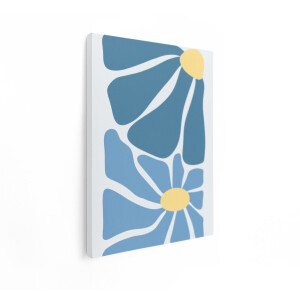 Artaza Canvas Schilderij Bloemen Abstract - 30x40 cm - Wanddecoratie Boho - Muurdecoratie Slaapkamer - Schilderijen Op Canvas Blauw