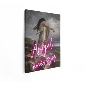 Artaza Canvas Schilderij Klassiek Schilderij van een Vrouw met Engelachtige Energie op een Rotsachtige Kust - 90x120 cm - Groot - Wanddecoratie Woonkamer - Schilderijen - Muurdecoratie