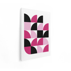 Artaza Canvas Schilderij Abstract - 60x80 cm - Wanddecoratie Geometrisch - Muurdecoratie Modern - Decoratie Roze Zwart