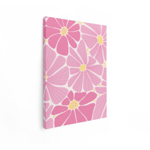Artaza Canvas Schilderij Bloemen - 90x120 cm - Wanddecoratie Boho - Muurdecoratie Meisjeskamer - Decoratie Roze Bloemen Schilderij