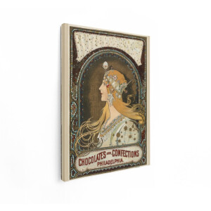 Artaza Canvas Schilderij Art Nouveau Vrouw - 60x80 cm - Wanddecoratie Mucha - Muurdecoratie Vintage Portret - Decoratie Goud