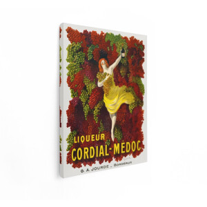 Artaza Canvas Schilderij Vintage Poster - 60x80 cm - Wanddecoratie Cordial Médoc - Muurdecoratie Wijn Reclame - Decoratie Bordeaux Likeur - Geel