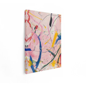 Artaza Canvas Schilderij Abstract Expressionisme met Levendige Kleuren en Dynamische Lijnen op Roze Achtergrond - 30x40 cm - Klein - Wanddecoratie Woonkamer - Schilderijen - Muurdecoratie