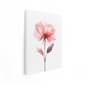 Artaza Canvas Schilderij Bloem - 60x80 cm - Wanddecoratie Bloemen - Muurdecoratie Aquarel Roos - Decoratie Romantisch - Roze