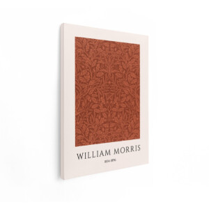 Artaza Canvas Schilderij William Morris - 90x120 cm - Wanddecoratie Vintage Patroon - Muurdecoratie Eikenbladeren - Decoratie Woonkamer Rood