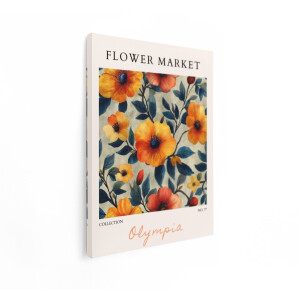 Artaza Canvas Schilderij Bloemen - 90x120 cm - Wanddecoratie Boho - Muurdecoratie Bloemenmarkt - Decoratie Woonkamer - Oranje