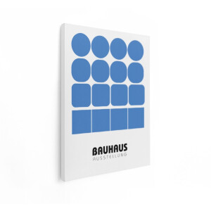 Artaza Canvas Schilderij Bauhaus Poster - 60x80 cm - Wanddecoratie Geometrisch - Muurdecoratie Abstract Modern - Decoratie Woonkamer - Blauw