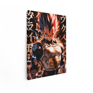 Artaza Canvas Schilderij Anime Krijger met Blauw haar en Intense Blik - Klaar voor Gevecht - 90x120 cm - Groot - Wanddecoratie Woonkamer - Schilderijen - Muurdecoratie