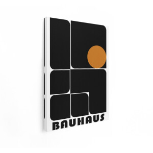 Artaza Canvas Schilderij Bauhaus - 60x80 cm - Wanddecoratie Geometrisch - Muurdecoratie Abstract Modern - Decoratie Zwart Oranje
