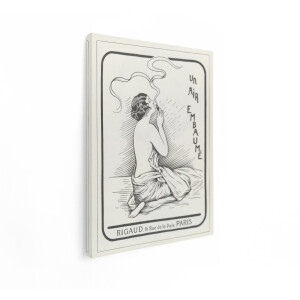 Artaza Canvas Schilderij Art Nouveau Reclame voor Rigaud Parfum met een Vrouw Die Parfum Verstuift - 30x40 cm - Klein - Wanddecoratie Woonkamer - Schilderijen - Muurdecoratie