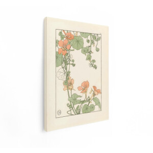 Artaza Canvas Schilderij Bloemen Schilderij - 60x80 cm - Wanddecoratie Vintage Oost-Indische Kers - Muurdecoratie Art Nouveau - Decoratie Woonkamer