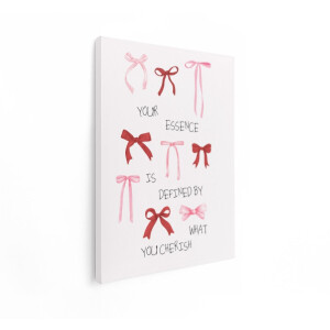 Artaza Canvas Schilderij Vrolijke Strikken in Roze en Rood met Inspirerende Tekst - 90x120 cm - Groot - Wanddecoratie Woonkamer - Schilderijen - Muurdecoratie