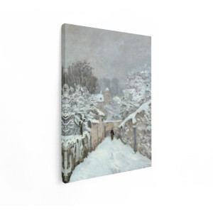 Artaza Canvas Schilderij Winterlandschap - 90x120 cm - Wanddecoratie Besneeuwde Straat - Muurdecoratie Klassiek - Schilderijen Op Canvas