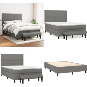 vidaXL Boxspring met matras stof donkergrijs 140x190 cm - Boxspring - Boxsprings - Pocketveringbed - Bed