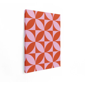 Artaza Canvas Schilderij Abstract - 60x80 cm - Wanddecoratie Geometrisch - Muurdecoratie Retro - Decoratie Bloem Roze