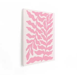 Artaza Canvas Schilderij Boho Bladeren - 30x40 cm - Wanddecoratie Abstract - Muurdecoratie Roze - Decoratie Woonkamer - Kamer Accessoires