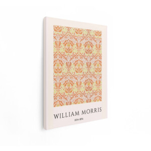 Artaza Canvas Schilderij Bloemenpatroon William Morris - 90x120 cm - Wanddecoratie Vintage - Muurdecoratie Bloemen - Decoratie Oranje