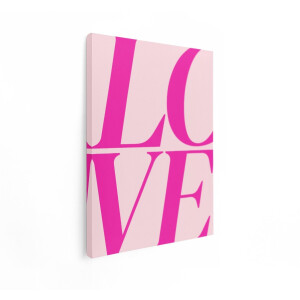 Artaza Canvas Schilderij Roze Tekst Love - 30x40 cm - Wanddecoratie Liefde - Muurdecoratie Quote - Schilderijen Op Canvas