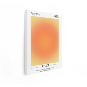 Artaza Canvas Schilderij Engel Nummer 666 Weerspiegel Spirituele Leiding en Innerlijke Vrede met een Warme Gradiënt - 60x80 cm - Wanddecoratie Woonkamer - Schilderijen - Muurdecoratie