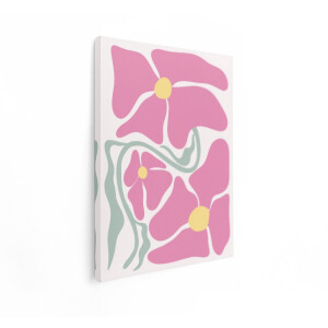 Artaza Canvas Schilderij Abstracte Bloemen - 60x80 cm - Wanddecoratie Boho - Muurdecoratie Roze Bloem - Decoratie Woonkamer - Schilderijen Op Canvas