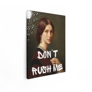 Artaza Canvas Schilderij Vrouw - 60x80 cm - Wanddecoratie Vintage - Muurdecoratie Tekst Don't Rush Me - Decoratie Klassiek Portret