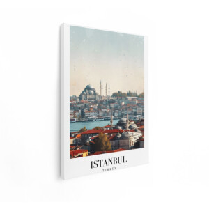 Artaza Canvas Schilderij Istanbul - 60x80 cm - Wanddecoratie Skyline Turkije - Muurdecoratie Moskee - Decoratie Bosporus Stad