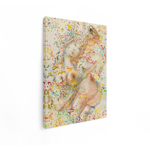 Artaza Canvas Schilderij Abstracte Vrouw - 90x120 cm - Wanddecoratie Modern - Muurdecoratie Kleurrijk Schilderij - Decoratie Aquarel Confetti