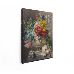 Artaza Canvas Schilderij Stilleven Bloemen - 30x40 cm - Wanddecoratie Vintage - Muurdecoratie Oude Meesters - Kamer Accessoires Vlinder
