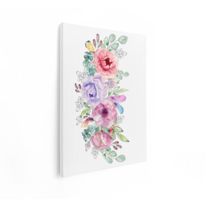 Artaza Canvas Schilderij Bloemen - 60x80 cm - Wanddecoratie Aquarel - Muurdecoratie Boho - Decoratie Eucalyptus Slaapkamer - Roze