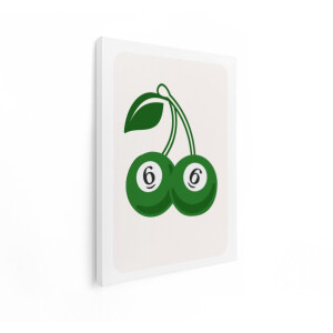 Artaza Canvas Schilderij Groene Biljartballen met Nummer 6 in de Vorm van Kersen - 60x80 cm - Wanddecoratie Woonkamer - Schilderijen - Muurdecoratie
