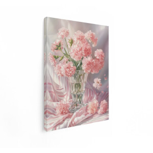 Artaza Canvas Schilderij Stilleven Anjers - 30x40 cm - Wanddecoratie Roze Bloemen - Muurdecoratie Boeket - Schilderijen Op Canvas Woonkamer