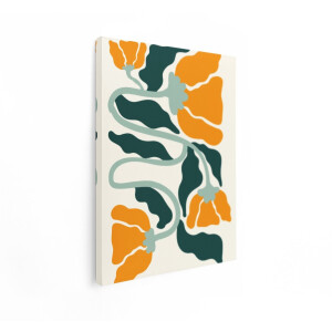 Artaza Canvas Schilderij Abstract Bloemen en Bladeren in een Modern - Minimalistisch Ontwerp - 90x120 cm - Groot - Wanddecoratie Woonkamer - Schilderijen - Muurdecoratie