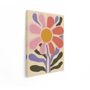 Artaza Canvas Schilderij Abstracte Bloem met Levendige Kleuren en Organische Vormen op een Zachte Achtergrond - 30x40 cm - Klein - Wanddecoratie Woonkamer - Schilderijen - Muurdecoratie