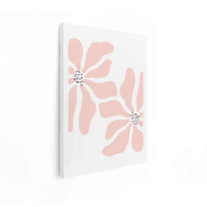 Artaza Canvas Schilderij Twee Abstracte Pastelroze Bloemen met Grijze Kernen op Witte Achtergrond - 60x80 cm - Wanddecoratie Woonkamer - Schilderijen - Muurdecoratie