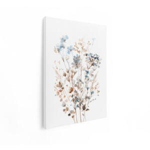 Artaza Canvas Schilderij Bloemen - 90x120 cm - Wanddecoratie Boho - Muurdecoratie Aquarel Boeket - Decoratie Wilde Bloemen Blauw