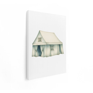 Artaza Canvas Schilderij Tent - 90x120 cm - Wanddecoratie Kinderkamer - Muurdecoratie Jongenskamer - Decoratie Pastel Aquarel