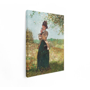 Artaza Canvas Schilderij Vrouw Met Bloemen - 90x120 cm - Wanddecoratie Bloesem - Muurdecoratie Schilderij Vrouw - Decoratie Romantisch Landschap