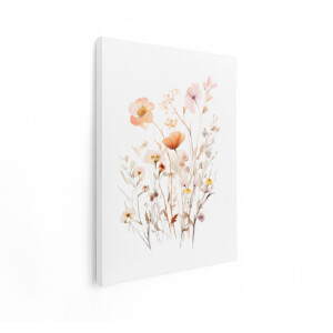 Artaza Canvas Schilderij Zachte Aquarelillustratie van een Boeket Wilde Bloemen in Pastelkleuren - 90x120 cm - Groot - Wanddecoratie Woonkamer - Schilderijen - Muurdecoratie