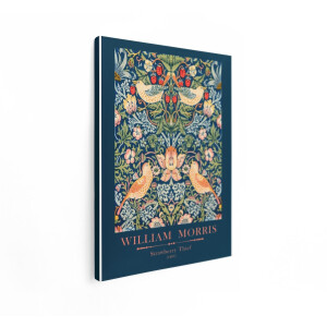 Artaza Canvas Schilderij Vogels - 90x120 cm - William Morris Strawberry Thief - Wanddecoratie Bloemen - Muurdecoratie Vintage