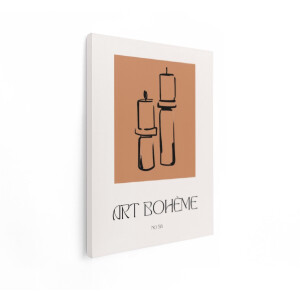 Artaza Canvas Schilderij Minimalistische Abstracte Illustratie van twee Kaarsen in Aardetinten - 90x120 cm - Groot - Wanddecoratie Woonkamer - Schilderijen - Muurdecoratie