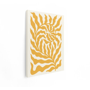 Artaza Canvas Schilderij Abstracte Plant - 60x80 cm - Wanddecoratie Boho - Muurdecoratie Bladeren - Decoratie Woonkamer - Geel