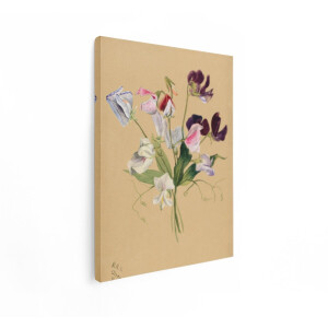 Artaza Canvas Schilderij Bloemen - 30x40 cm - Vintage Wanddecoratie Lathyrus - Muurdecoratie Boeket - Brocante Decoratie Woonkamer