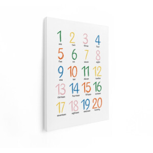 Artaza Canvas Schilderij Cijfers 1 Tot 20 - 90x120 cm - Wanddecoratie Kinderkamer - Muurdecoratie Kleurrijk - Decoratie Educatief Leren