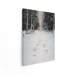 Artaza Canvas Schilderij Winterlandschap - 60x80 cm - Wanddecoratie Bos - Muurdecoratie Sneeuw - Decoratie Natuur Schilderijen Op Canvas