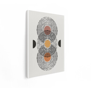 Artaza Canvas Schilderij Abstract - 60x80 cm - Wanddecoratie Boho - Muurdecoratie Geometrisch - Decoratie Zon Maan Terracotta