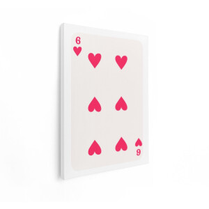 Artaza Canvas Schilderij Zes Harten - 30x40 cm - Wanddecoratie Roze - Muurdecoratie Minimalistisch - Kamer Accessoires Speelkaart