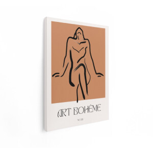 Artaza Canvas Schilderij Abstracte Lijntekening van een Vrouw in Rustige Bohemien Stijl - 90x120 cm - Groot - Wanddecoratie Woonkamer - Schilderijen - Muurdecoratie