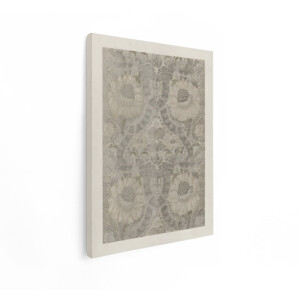 Artaza Canvas Schilderij Gedetailleerd Bloemenpatroon in Grijstinten met een Vintage Textieluitstraling - 60x80 cm - Wanddecoratie Woonkamer - Schilderijen - Muurdecoratie